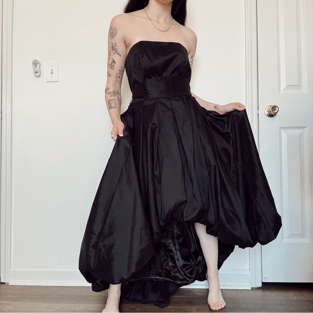 Samuel Dong Black Balloon Gown Small